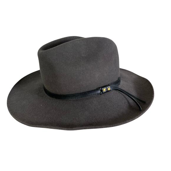 A. Adams & Spire Fur Felt Western Cowboy Hat Gray‎ Leather Band Outback Style L - Picture 1 of 13